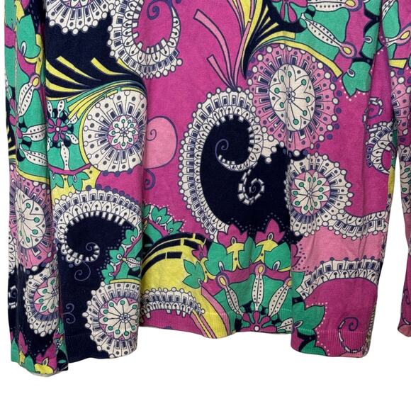 Talbots Size Large Vibrant Paisley Crew Neck Lightweight Sweater - Picture 4 of 8